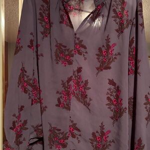 George Women's Blouse with Purple and Red Floral Design